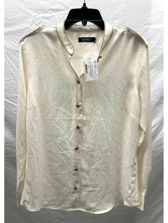 Lauren Ralph Lauren Tops - NEW Lauren Ralph Lauren Ivory w/ Metallic Gold Trim Epaulets Blouse XL